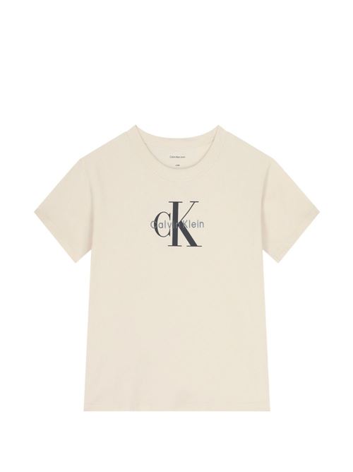 T-shirt bambino Calvin Klein grigia a manica corta Calvin Klein Kids | IB0IB02610PGB